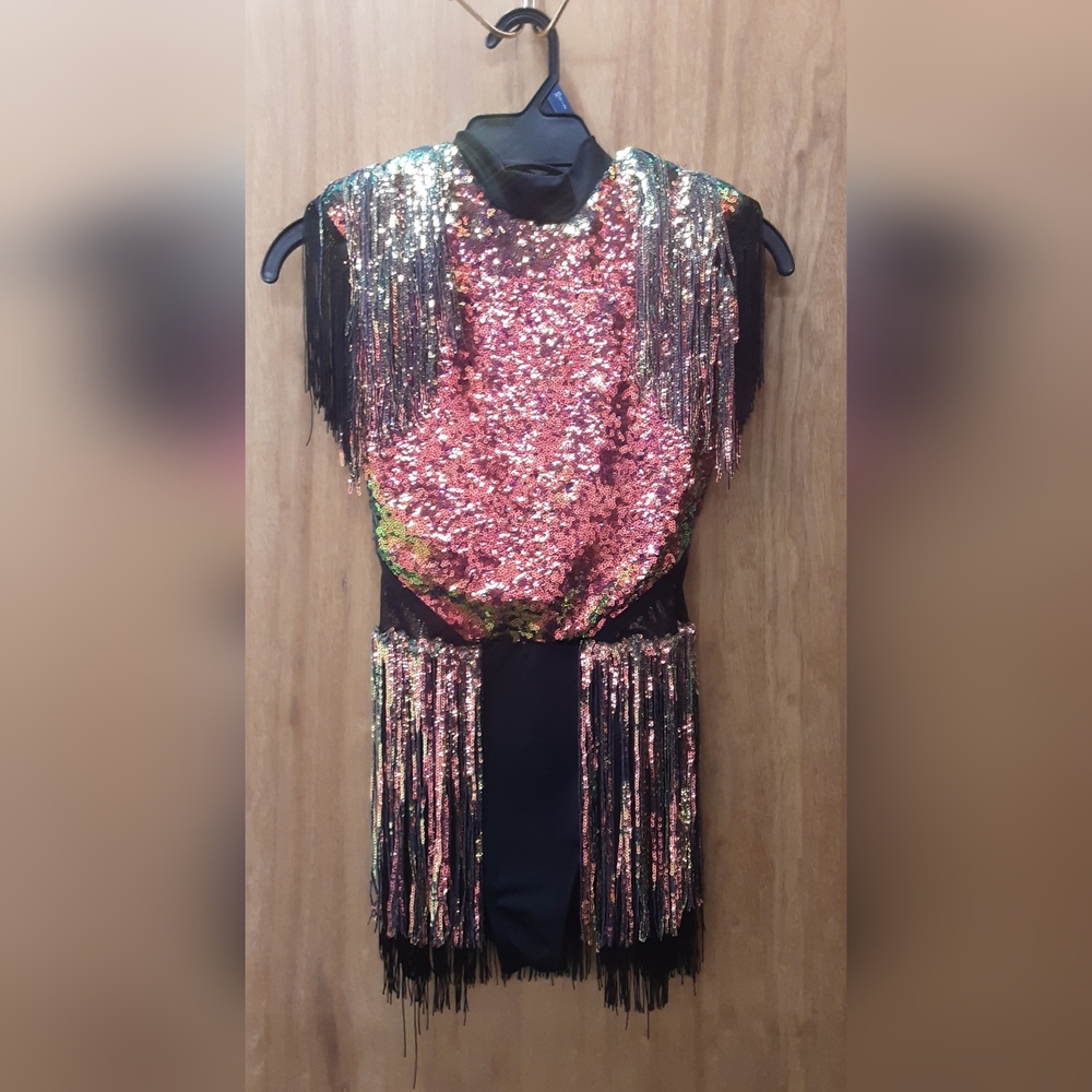 Revolution Dancewear Sequin Fringe Dance Costume. Size Sml Adult